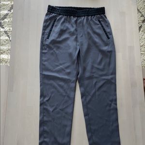Gray Banana Republic pants w/ faux leather details